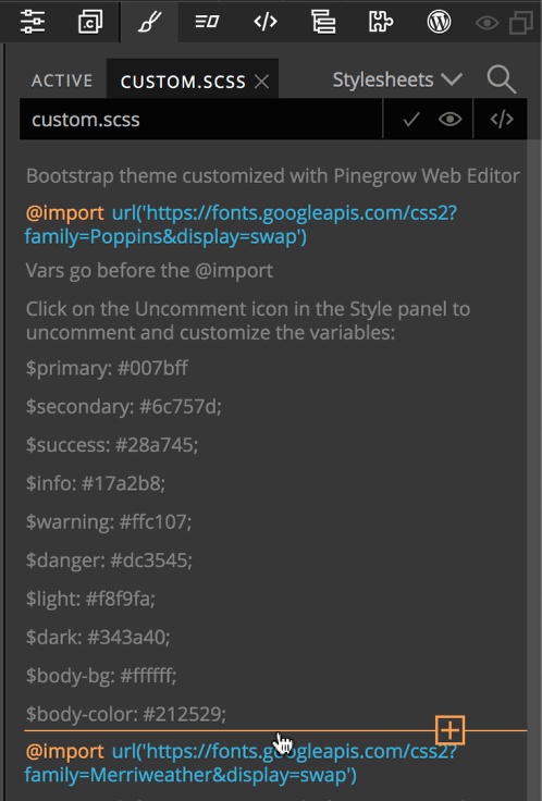 Adding a styling rule in the Pinegrow Styles panel