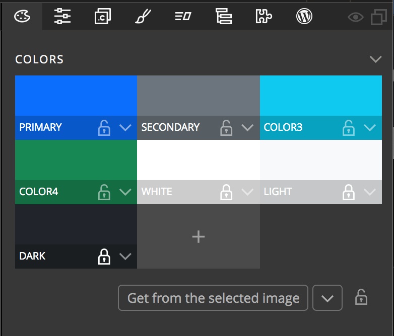 The Pinegrow HTML Design panel color section
