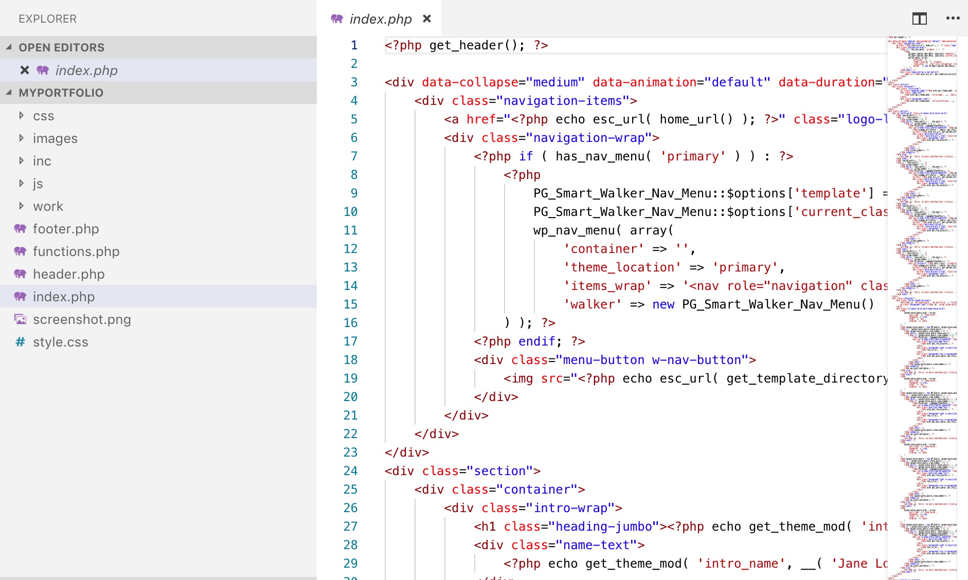 Generated PHP code for the WordPress theme.