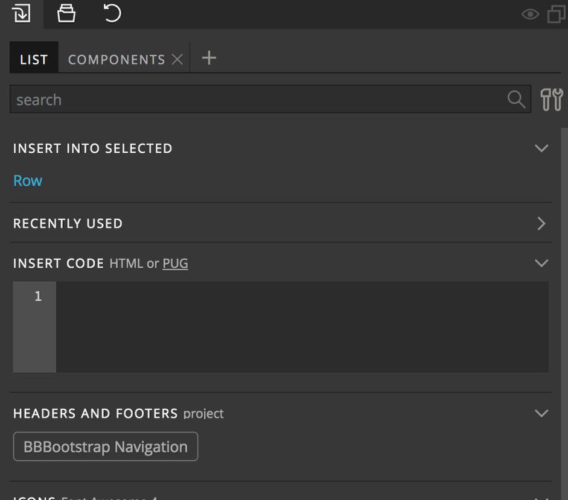 Screenshot of Pinegrow Library panel with a new Components section.