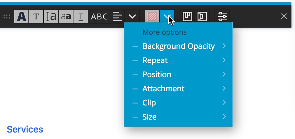 The Pinegrow Floating Tools allows easy alteration of background attributes