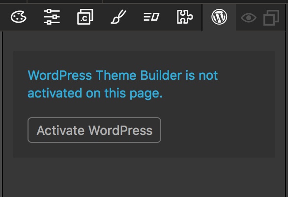 The Pinegrow WordPress panel activation button